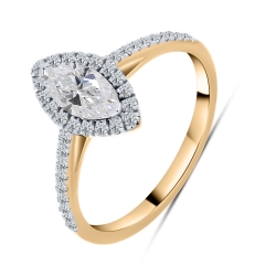 Inel din aur roz cu pietre Diamant crescut