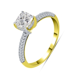 Inel din aur galben cu pietre Diamant crescut