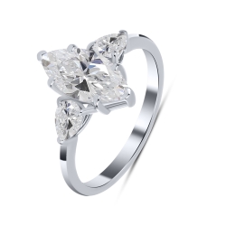 Inel din aur alb cu pietre Diamant crescut