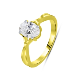 Inel din aur galben cu pietre Diamant crescut