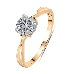 Inel din aur roz cu pietre Diamant crescut