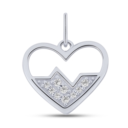 Pandantiv din aur alb cu pietre Cubic Zirconia Incolor