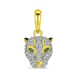 Pandantiv din aur galben cu pietre Cubic Zirconia Incolor, Cubic Zirconia Verde