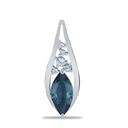 Pandantiv din aur alb cu pietre Topaz London, Topaz Swiss și Cubic Zirconia Albastru