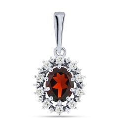 Pandantiv din argint  cu pietre Cubic Zirconia Incolor, Granat