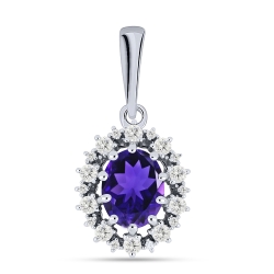 Pandantiv din argint  cu pietre Cubic Zirconia Incolor, Ametist