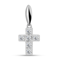 Cruce din argint  cu pietre Cubic Zirconia Incolor