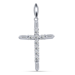 Cruce din argint  cu pietre Cubic Zirconia Incolor
