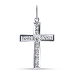 Cruce din argint  cu pietre Cubic Zirconia Incolor