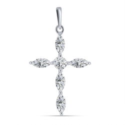 Cruce din argint  cu pietre Cubic Zirconia Incolor