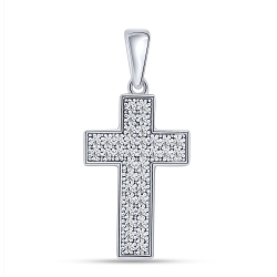 Cruce din argint  cu pietre Cubic Zirconia Incolor