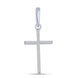 Cruce din argint  cu pietre Cubic Zirconia Incolor