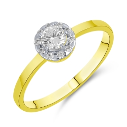 Inel din aur galben cu pietre Cubic Zirconia Incolor