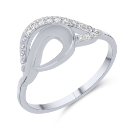 Inel din aur alb cu pietre Cubic Zirconia Incolor