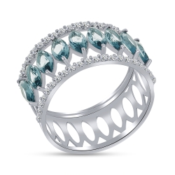 Inel din argint  cu pietre Cubic Zirconia Incolor, Cubic Zirconia Albastru