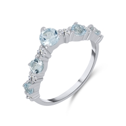 Inel din argint  cu Cubic Zirconia Incolor, Topaz albastru