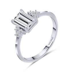 Inel din argint  cu Cubic Zirconia Incolor, Cristal de munte