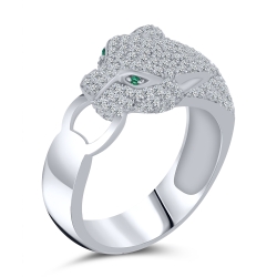 Inel din argint  cu pietre Cubic Zirconia Incolor, Cubic Zirconia Verde