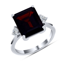 Inel din argint  cu Cubic Zirconia Incolor, Granat