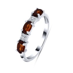 Inel din argint  cu Cubic Zirconia Incolor, Granat