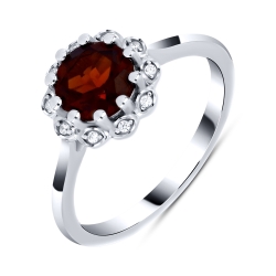 Inel din argint  cu Cubic Zirconia Incolor, Granat