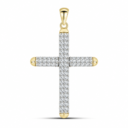 Cruce din aur galben cu Cubic Zirconia Incolor
