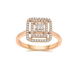 Inel din aur roz cu pietre Diamant
