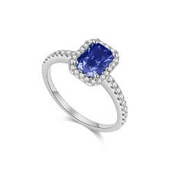 Inel din aur alb cu pietre Diamant, Safir