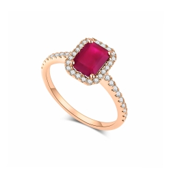 Inel din aur roz cu pietre Diamant, Rubin