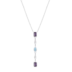 Colier din argint  cu pietre Cubic Zirconia Multicoloră