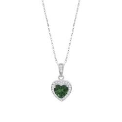 Colier din argint  cu pietre Cubic Zirconia Incolor, Cubic Zirconia Verde