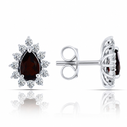 Cercei din argint cu Cubic Zirconia Incolor, Granat