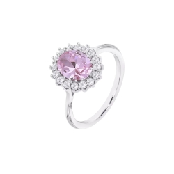 Inel din argint  cu pietre Cubic Zirconia Incolor, Cubic Zirconia Roz