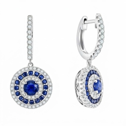 Cercei din aur alb cu Diamant, Safir