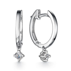 Cercei Creole din aur alb cu pietre Diamant