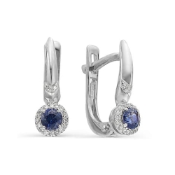 Cercei din aur alb cu pietre Diamant, Safir