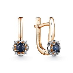 Cercei din aur roz cu pietre Diamant, Safir