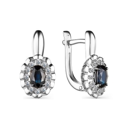 Cercei din aur alb cu pietre Diamant, Safir