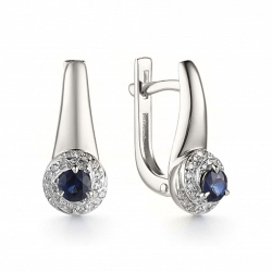 Cercei din aur alb cu pietre Diamant, Safir