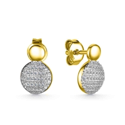 Cercei Pusete din aur galben cu pietre Diamant