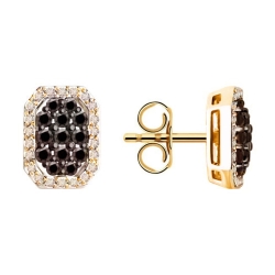 Cercei Pusete din aur roz cu pietre Diamant, Diamant negru