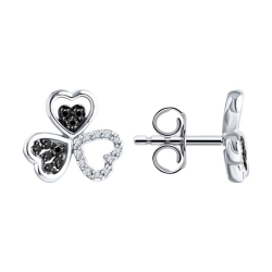 Cercei Pusete din aur alb cu pietre Diamant, Diamant negru