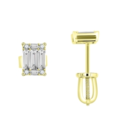 Cercei Pusete din aur galben cu pietre Diamant