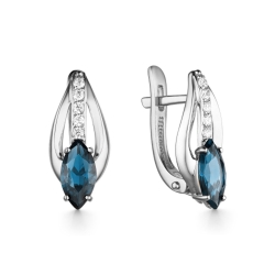 Cercei din aur alb cu pietre Cubic Zirconia Incolor, Topaz London