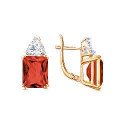Cercei din aur roz cu pietre Cubic Zirconia Incolor, Rodolit