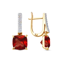 Cercei din aur roz cu pietre Cubic Zirconia Incolor, Rodolit