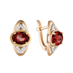 Cercei din aur roz cu pietre Cubic Zirconia Incolor, Rodolit
