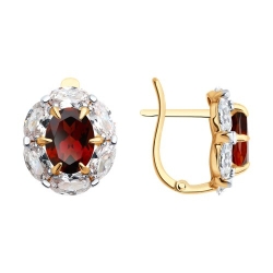 Cercei din aur roz cu pietre Cubic Zirconia Incolor, Rodolit