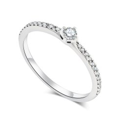 Inel din aur alb cu pietre Diamant