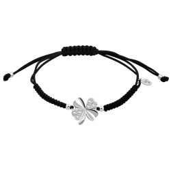 Brățară din argint  cu pietre Cubic Zirconia Incolor, Textil